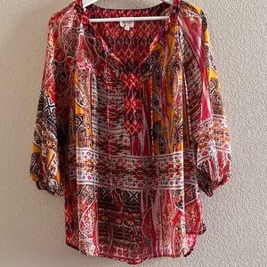 Fig and Flower Boho Front Tie Blouse Size 1X